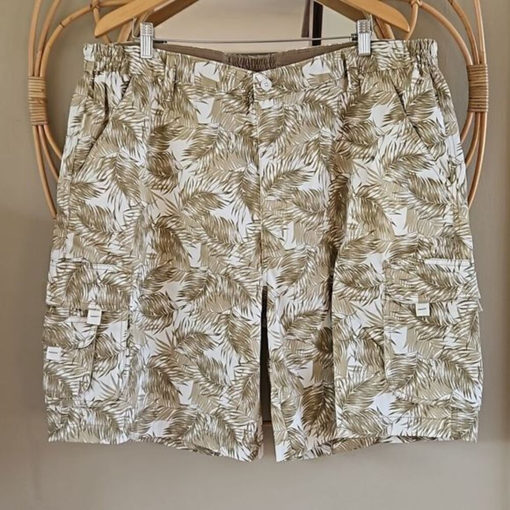 Haband Tri Waist Comfort‎ Men's Palm Leaf Cargo Shorts Sz 40